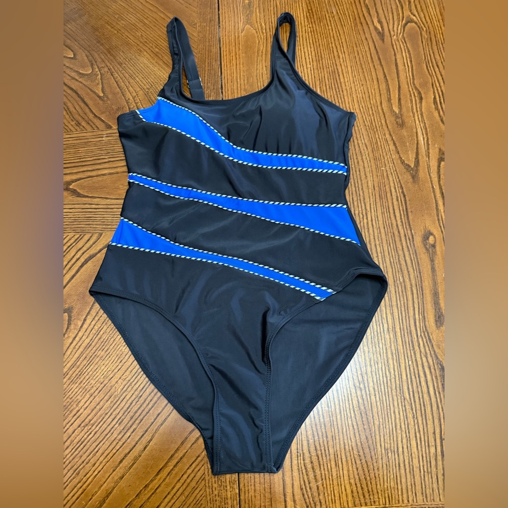 HERSEAS One Piece Striped Swimsuit . NWOT. Size Medium.